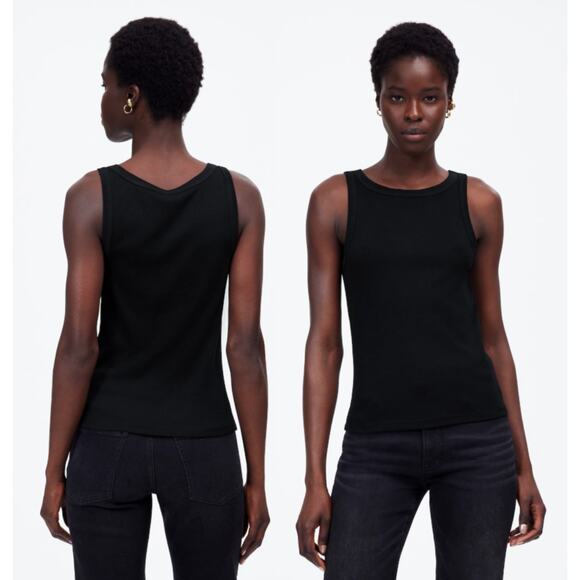 Madewell | NWT | (Re)generative Cotton Essential High-Neck Tank Jet Black | Sz S - Picture 1 of 8